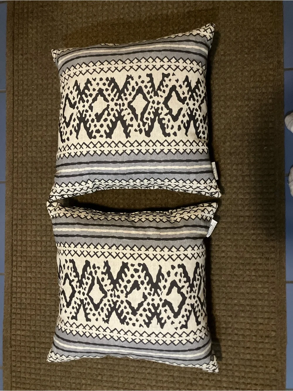 Black, Gray and Off-White Geometric Accent Pillows 19x19” by Studio Chic, Boho